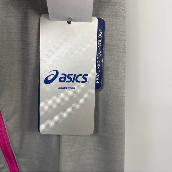 Asics Run Light Jacket Gray Heather Pink Trim Mesh Windbreaker Shell WT0851CW L - Picture 12 of 16